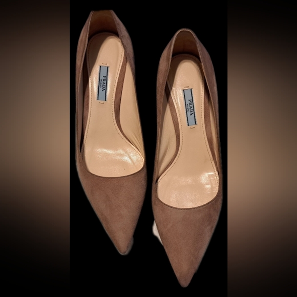 Prada Brown Suede Heels - Picture 1 of 4